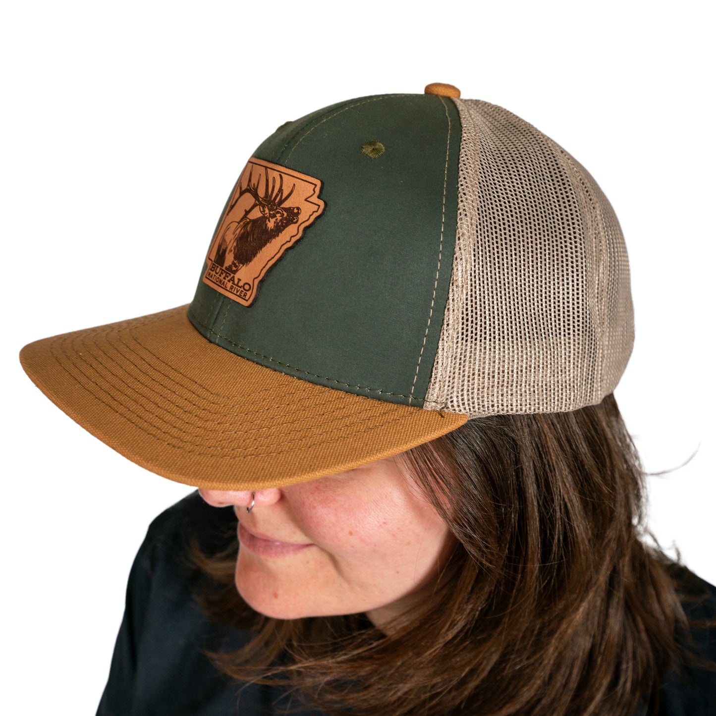 Faux Leather Elk Patch Cap