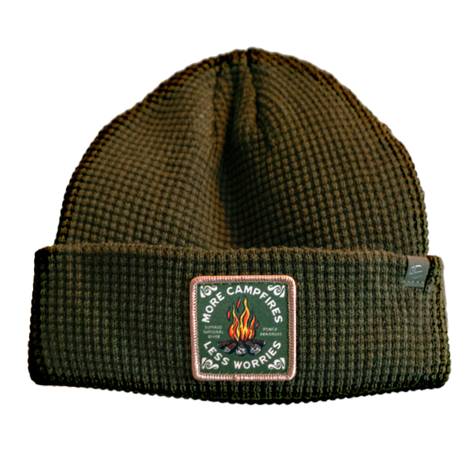Campfire Patch Green Beanie