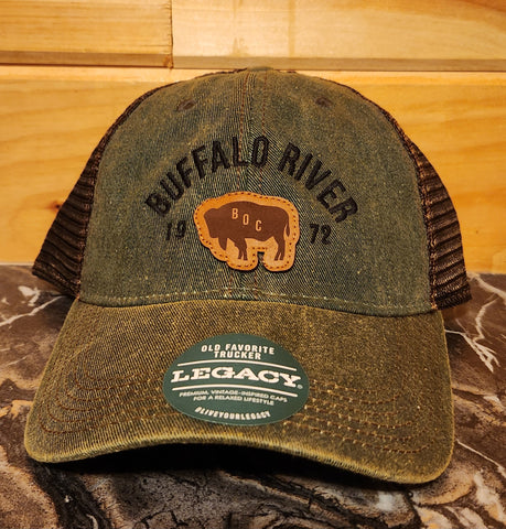 Buffalo Leather Patch 1972 Trucker Green Greaser