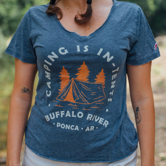 Camping Is In-Tents Women's V Neck