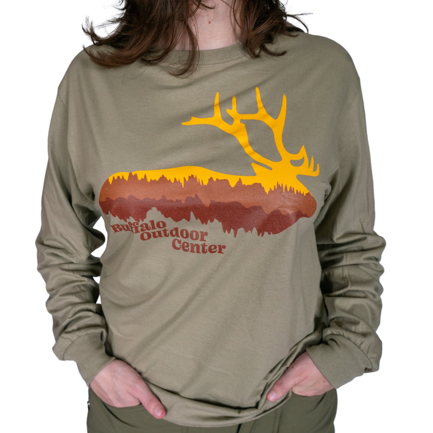Tri Color Elk Profile Long Sleeve Shirt