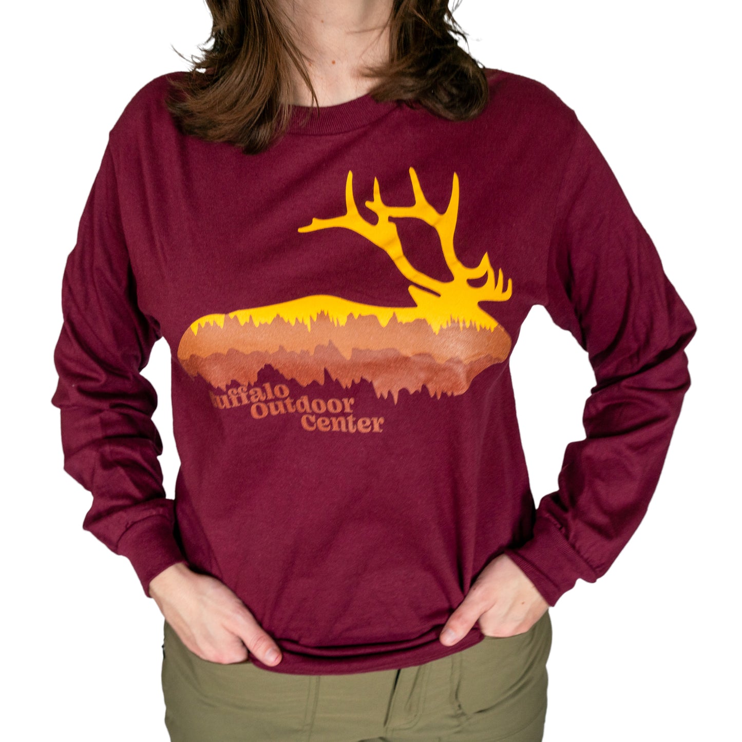 Tri Color Elk Profile Long Sleeve Shirt