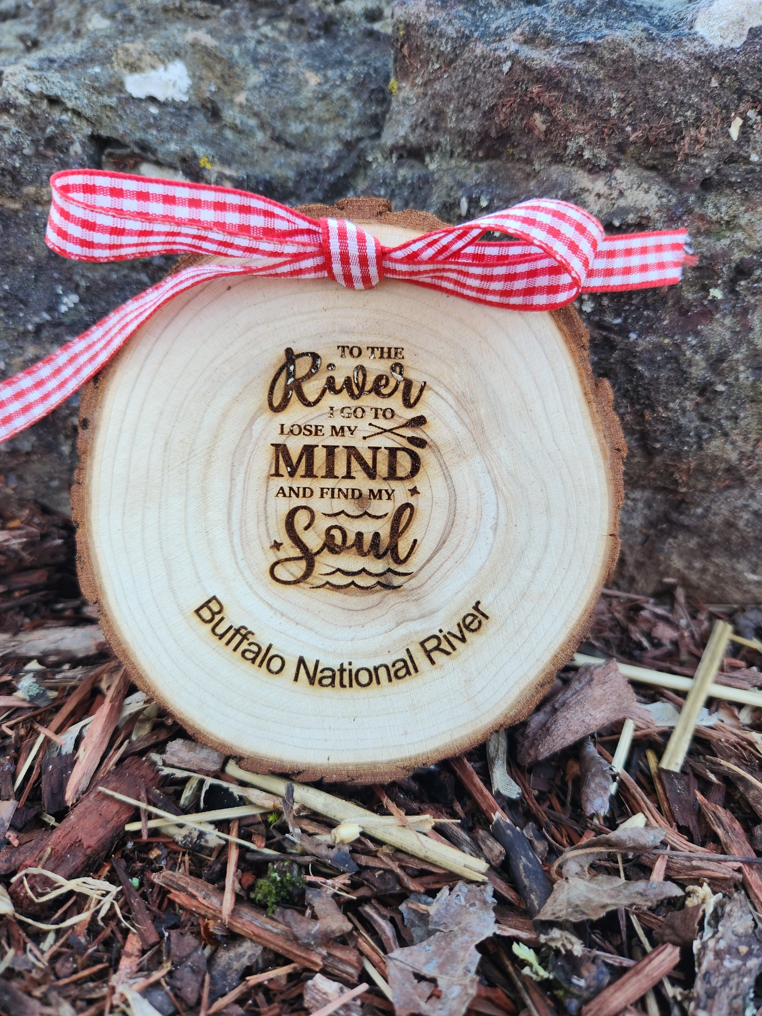 Wood Christmas Ornament River, Mind, and Soul