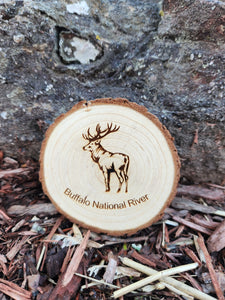 Round Wood Elk Magnet