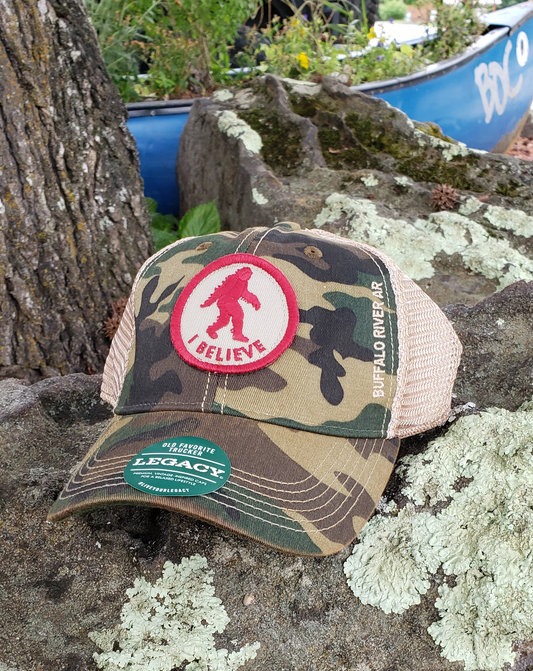 I BELIEVE ARMY CAMO TRUCKER HAT